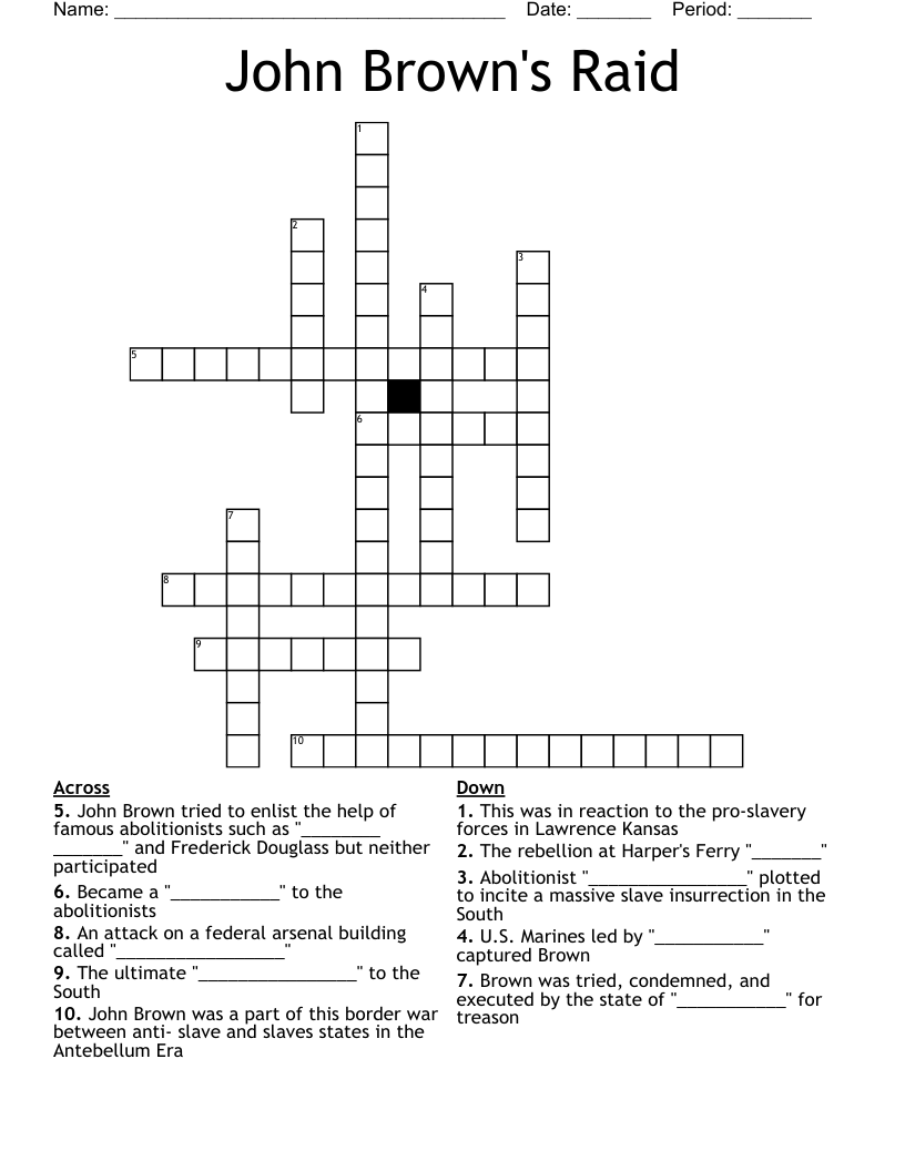 John Brown's Raid Crossword