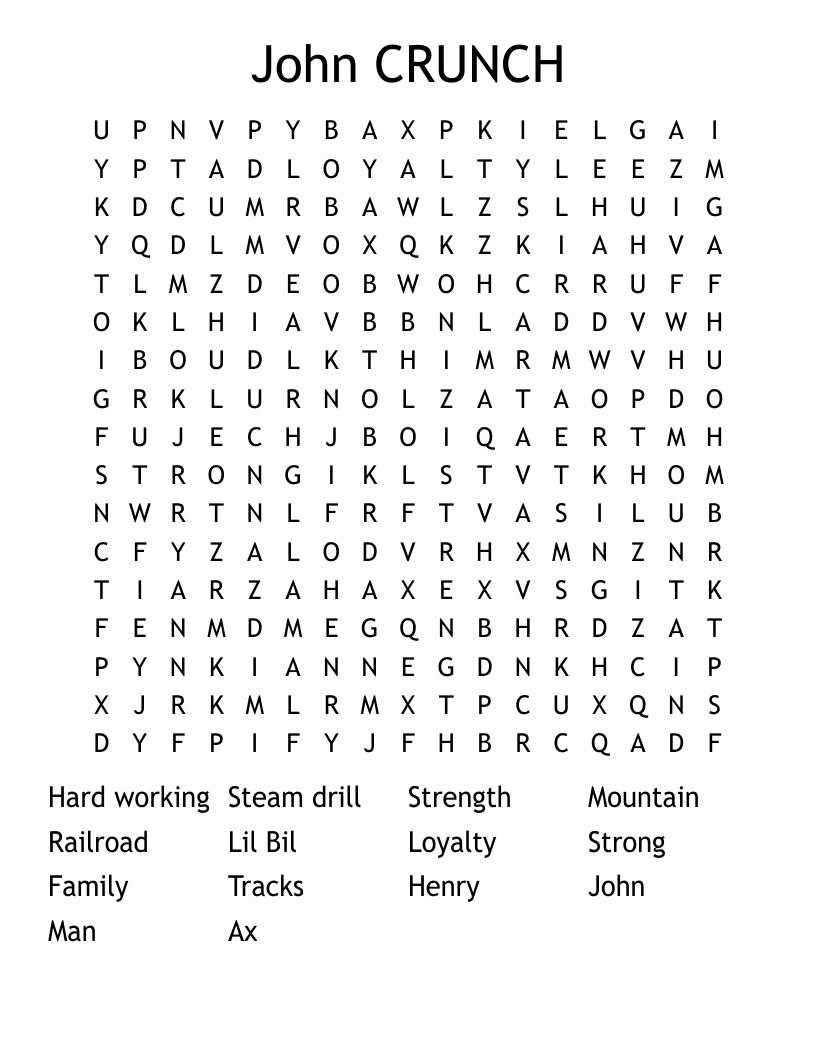John CRUNCH Word Search