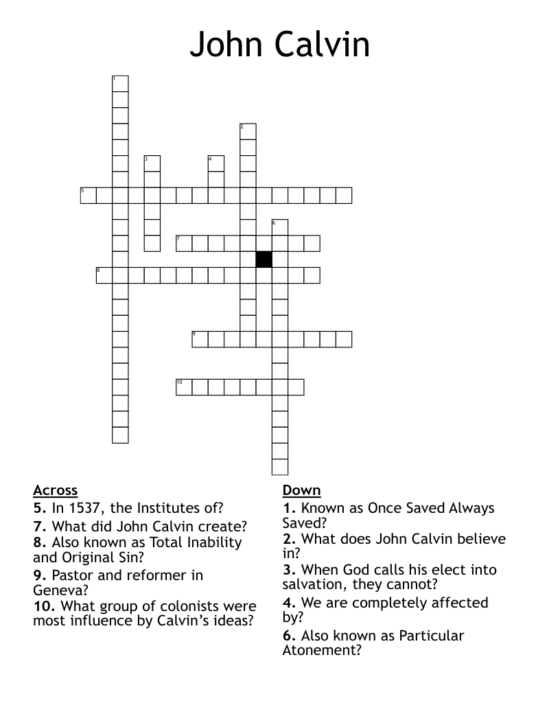 John Calvin  Crossword