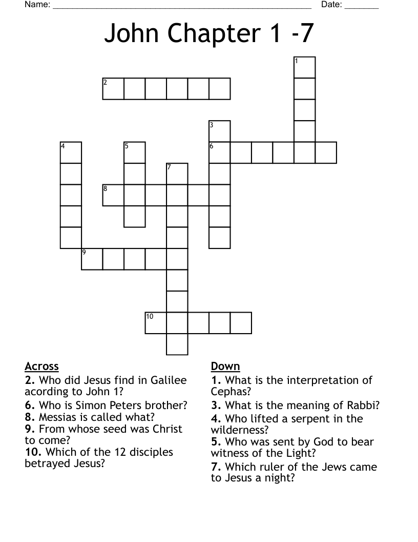 John Chapter 1 -7 Crossword
