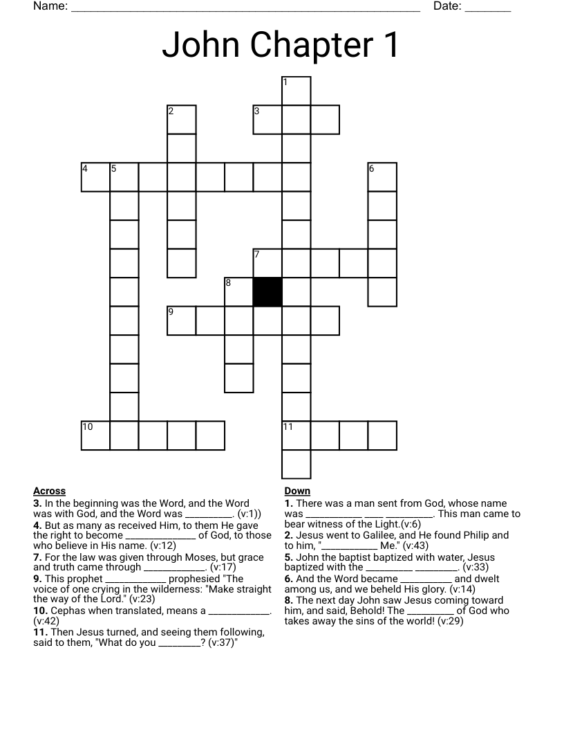 John Chapter 1  Crossword