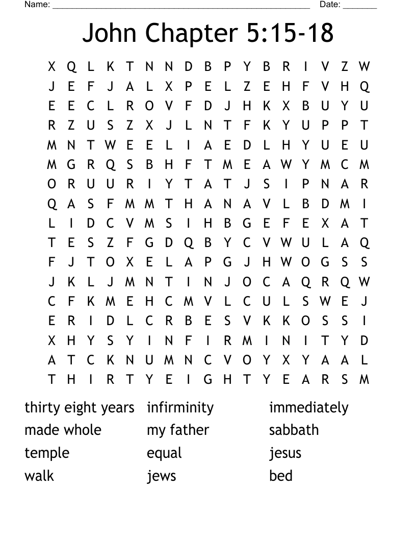 John Chapter 5:15-18 Word Search