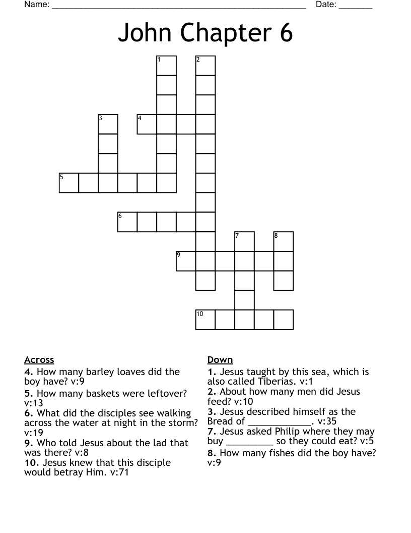 John Chapter 6 Crossword