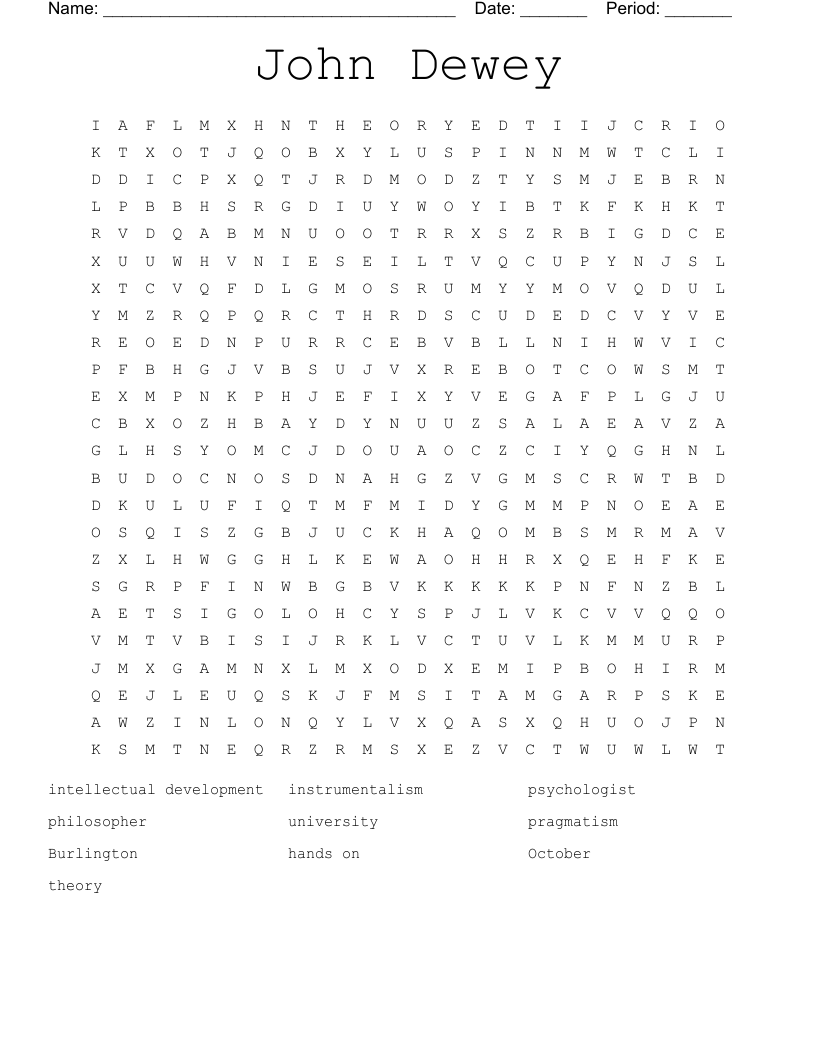 John Dewey Word Search
