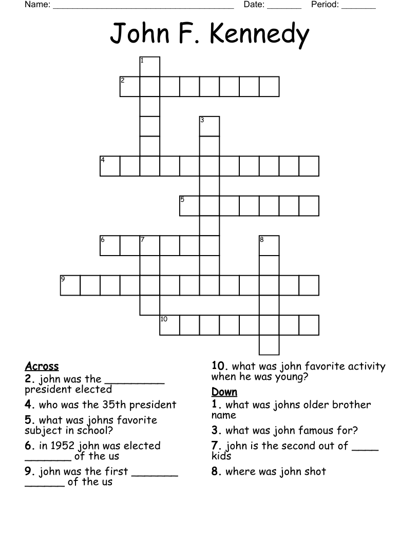 John F. Kennedy  Crossword