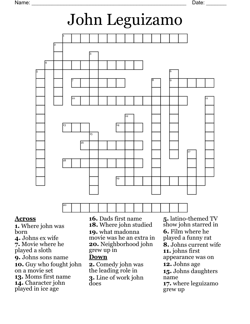John Leguizamo Crossword