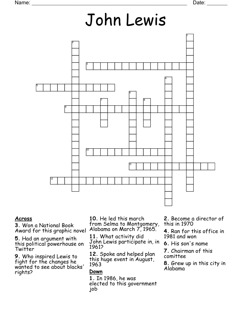 John Lewis Crossword