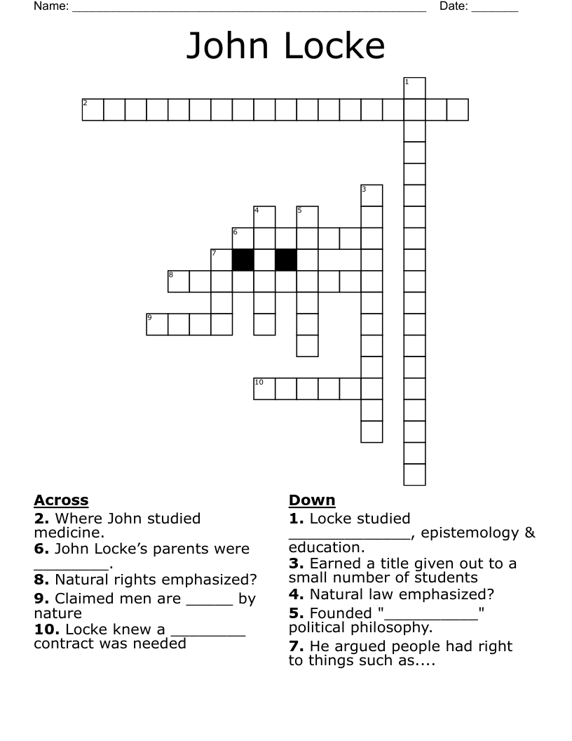 John Locke  Crossword