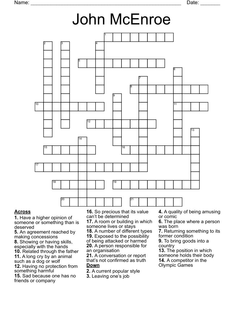 John McEnroe Crossword
