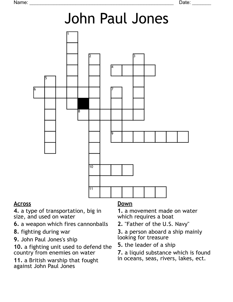 John Paul Jones Crossword