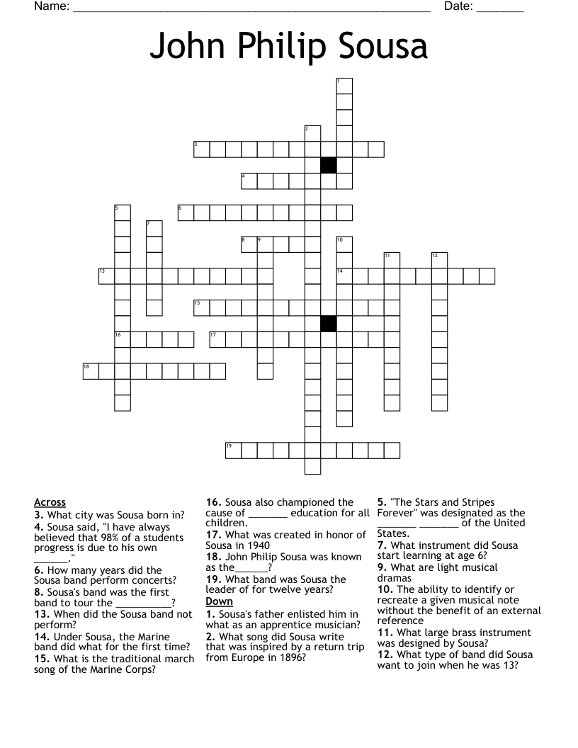John Philip Sousa Crossword