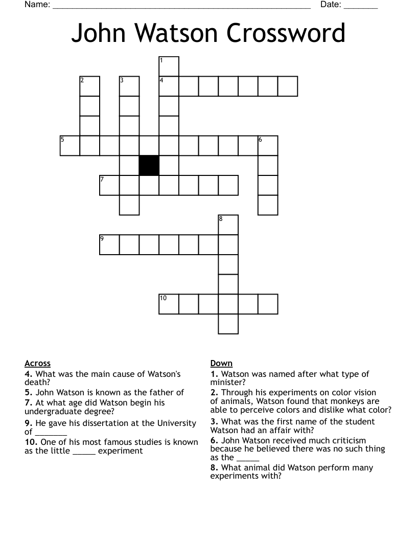 John Watson Crossword