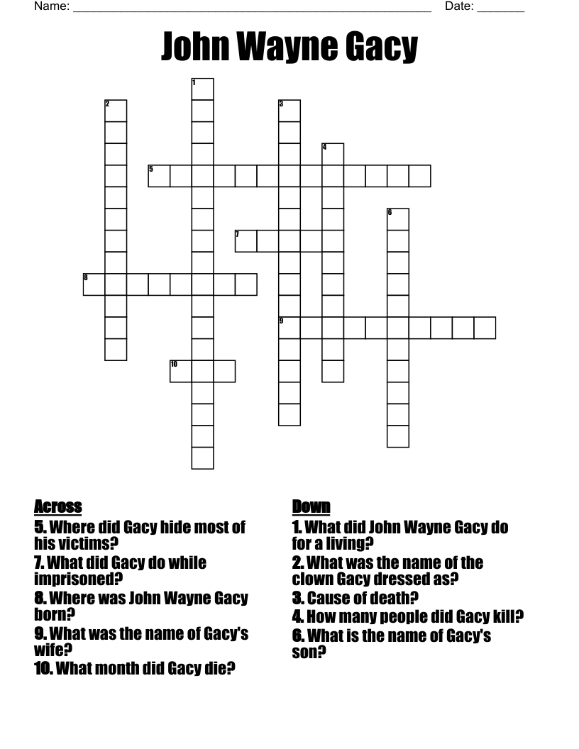John Wayne Gacy  Crossword