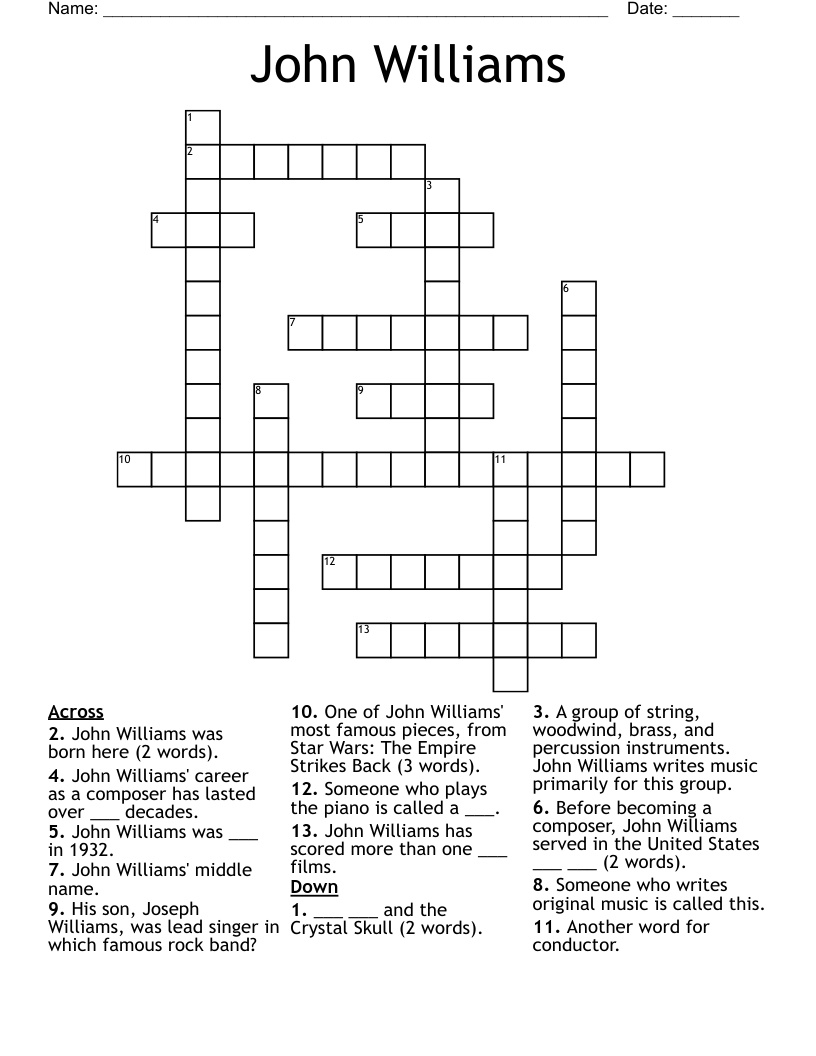 John Williams Crossword