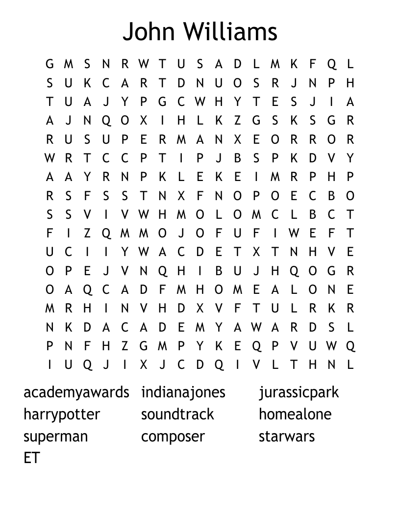 John Williams Word Search