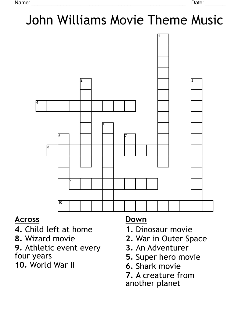 John Williams Movie Theme Music Crossword