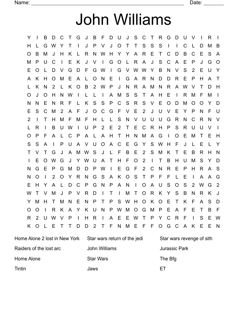John Williams  Word Search