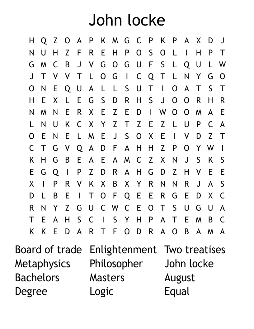 John locke Word Search