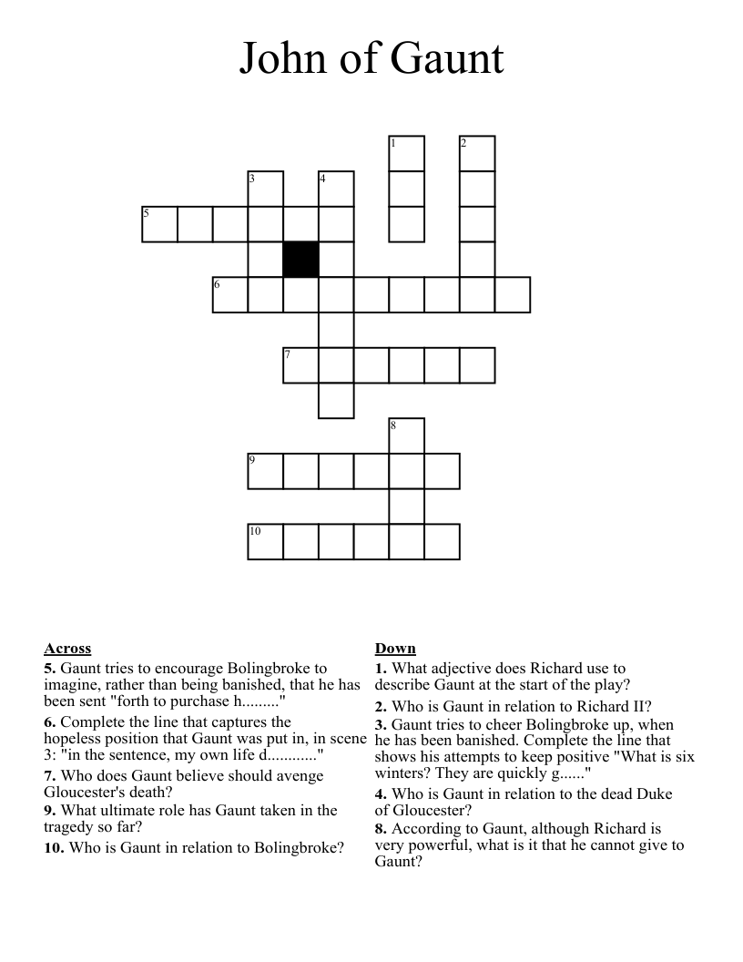John of Gaunt Crossword
