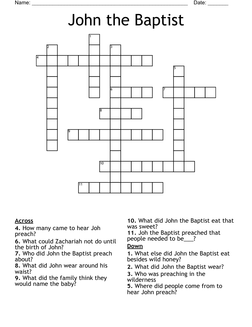 John the Baptist Crossword