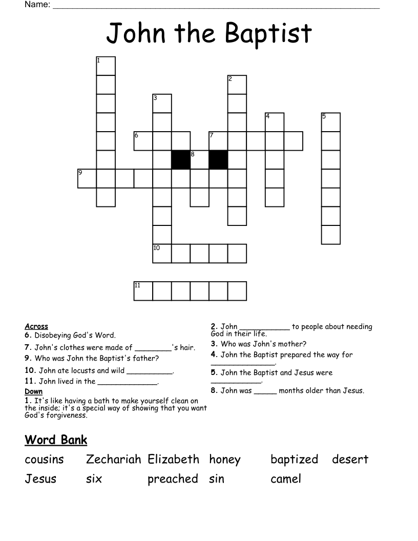 John the Baptist Crossword