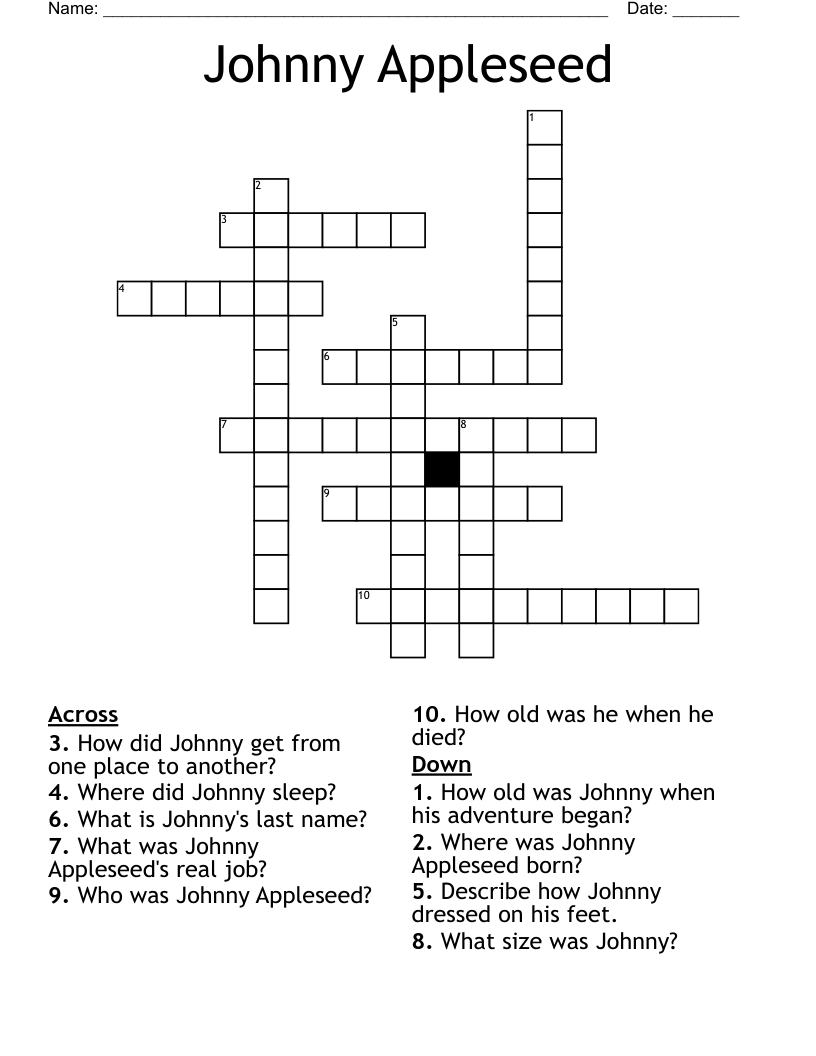 Johnny Appleseed Crossword