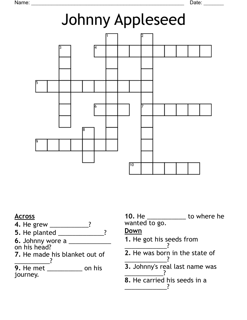 Johnny Appleseed Crossword