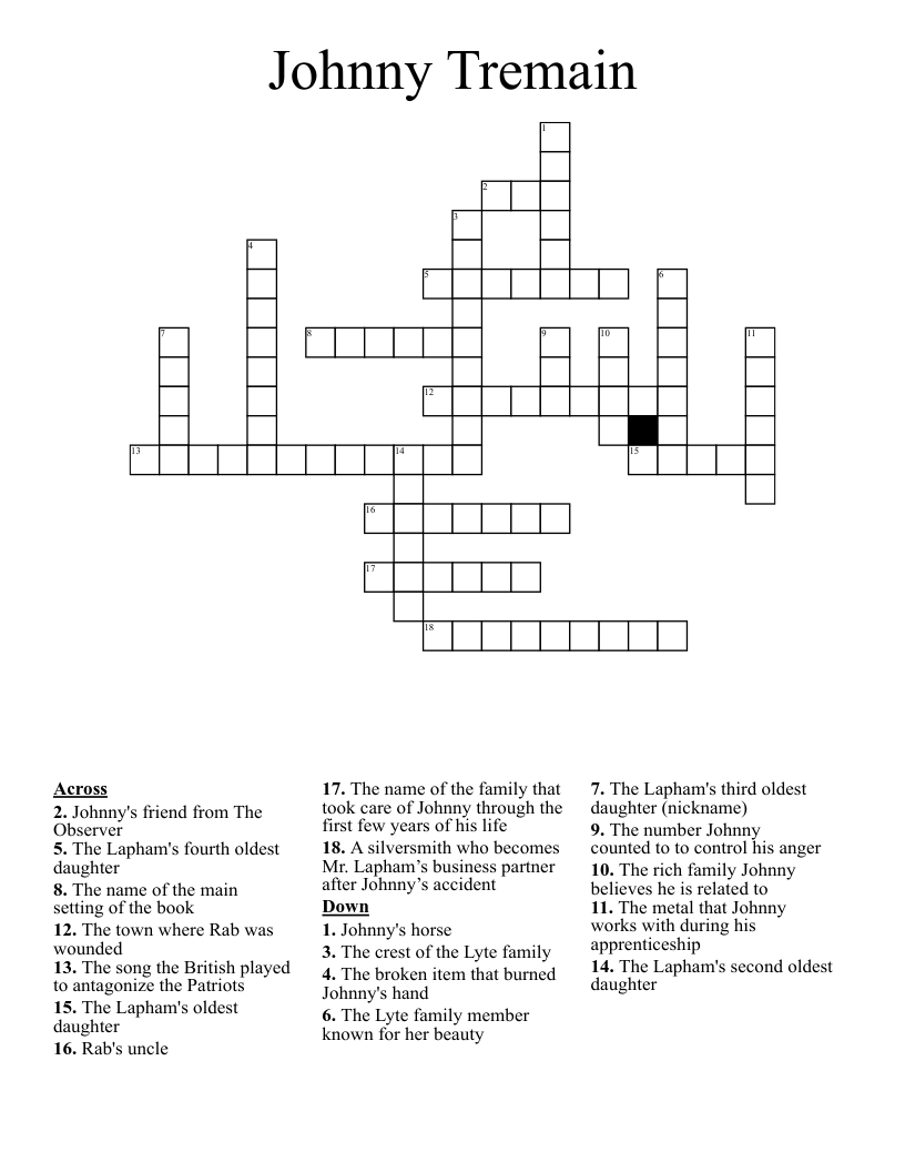 Johnny Tremain Crossword