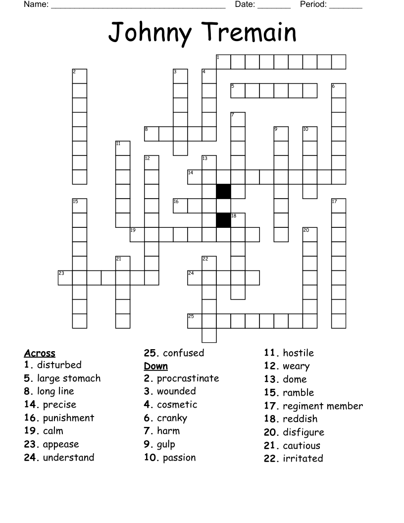Johnny Tremain Crossword