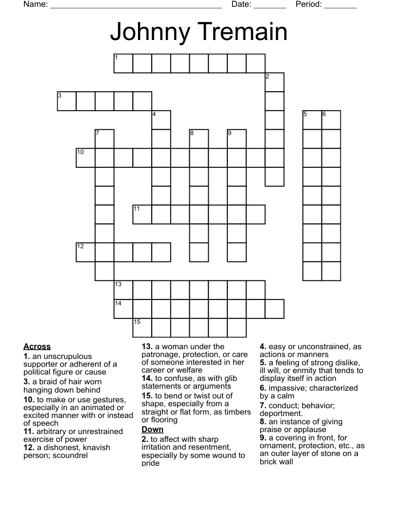 Johnny Tremain Crossword