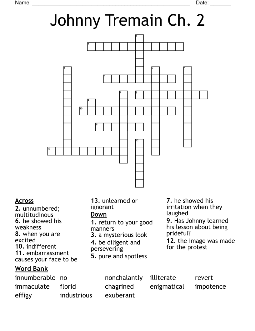 Johnny Tremain Ch. 2 Crossword