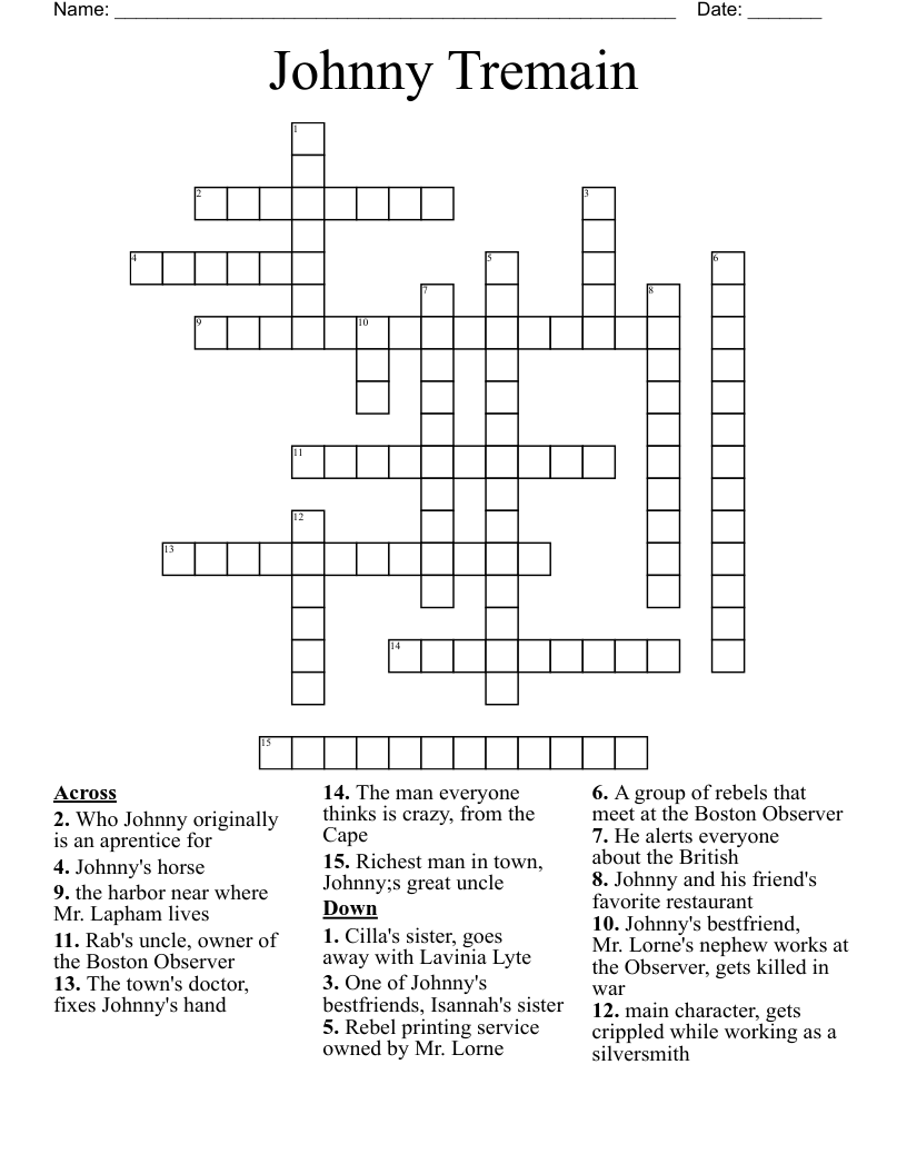 Johnny Tremain  Crossword