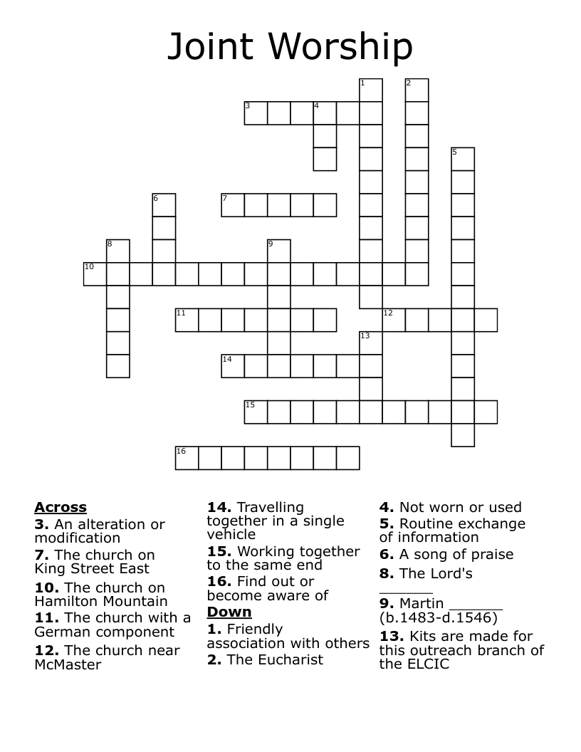 Joint Worship Crossword