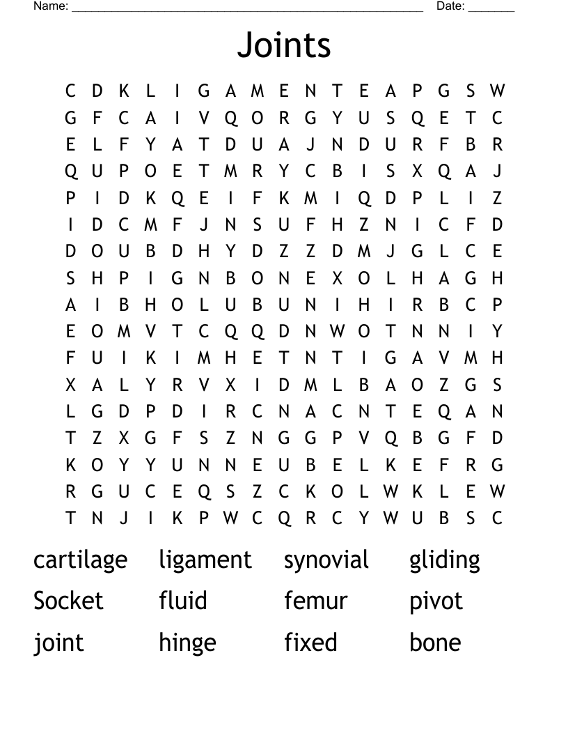 Joints Word Search