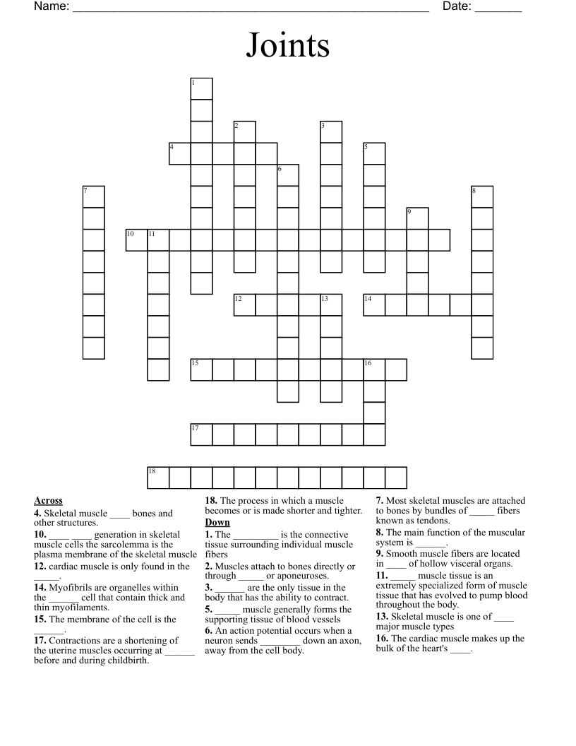 Joints  Crossword