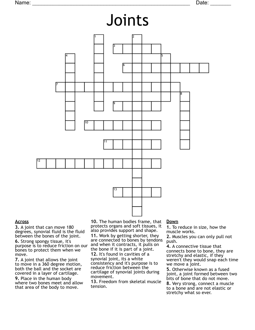 Joints  Crossword