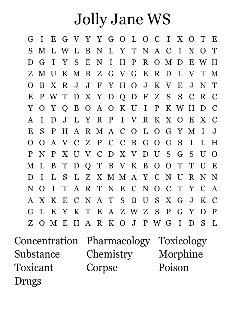 Jolly Jane WS Word Search