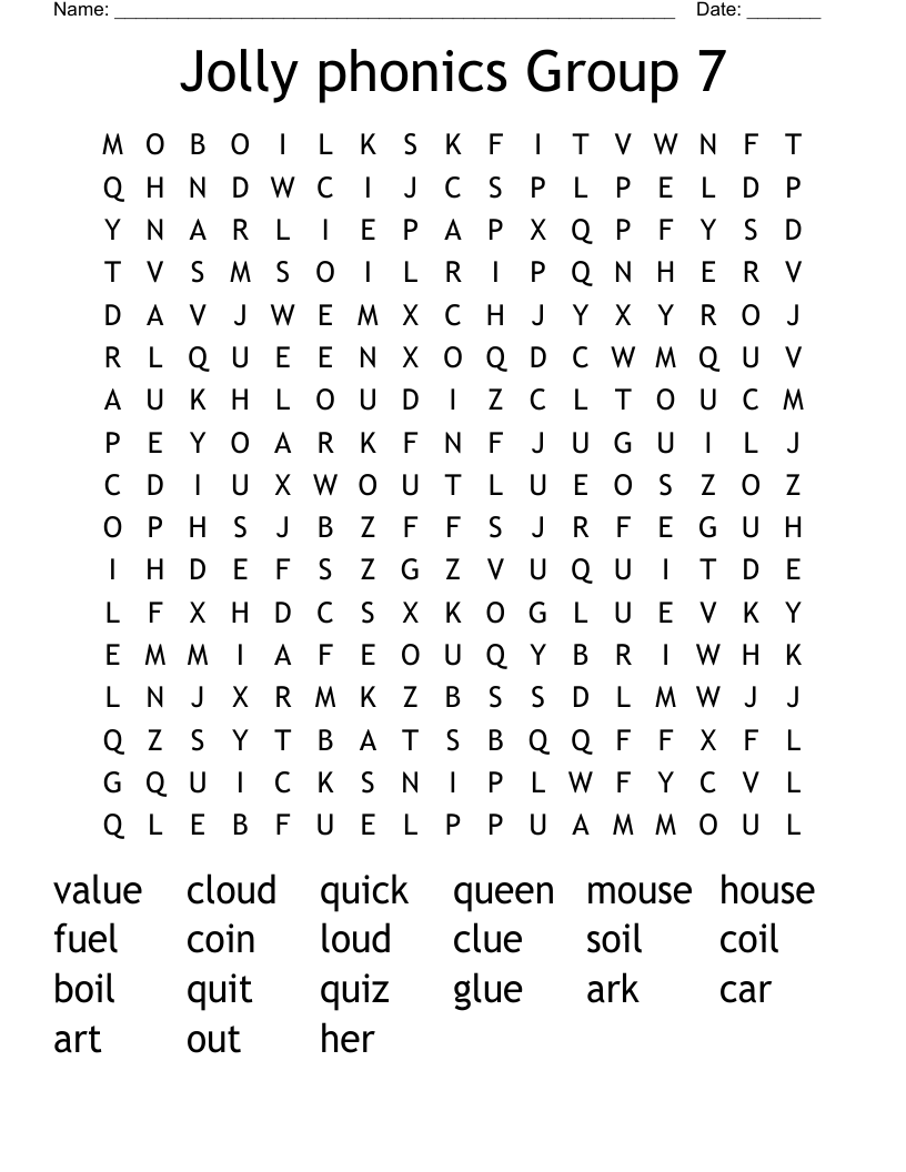 Jolly phonics Group 7 Word Search