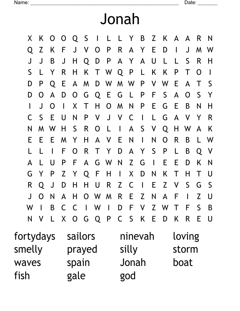 Jonah Word Search