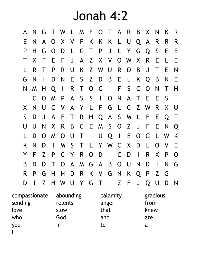 Jonah 4:2 Word Search