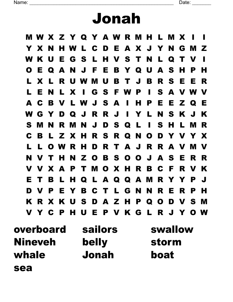 Jonah Word Search