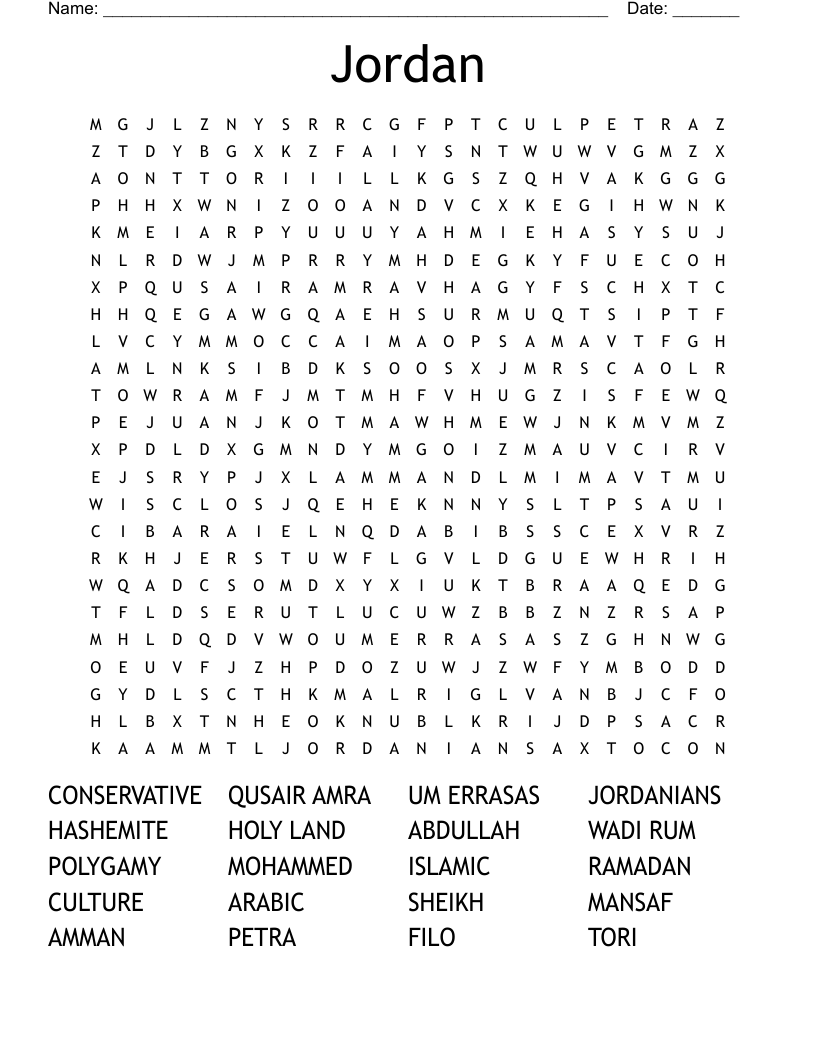 Jordan Word Search