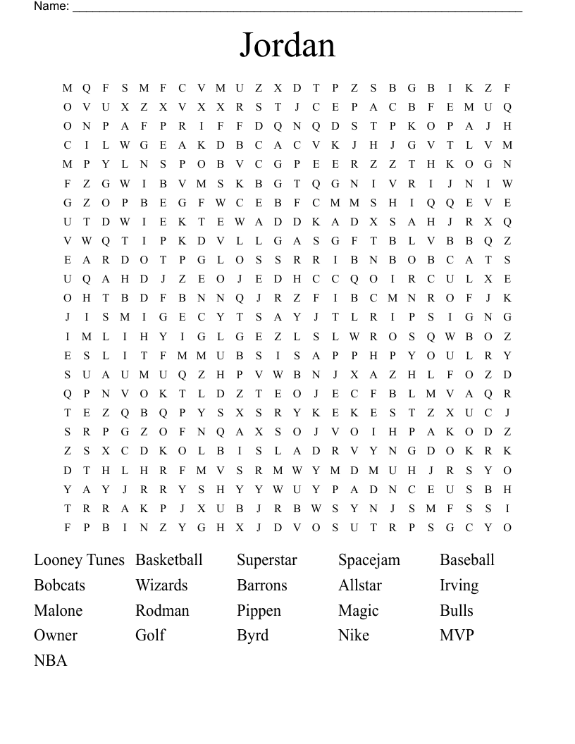 Jordan Word Search