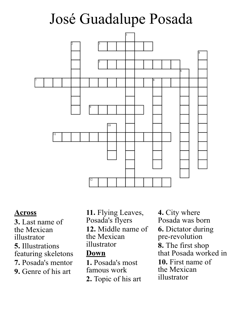 José Guadalupe Posada Crossword