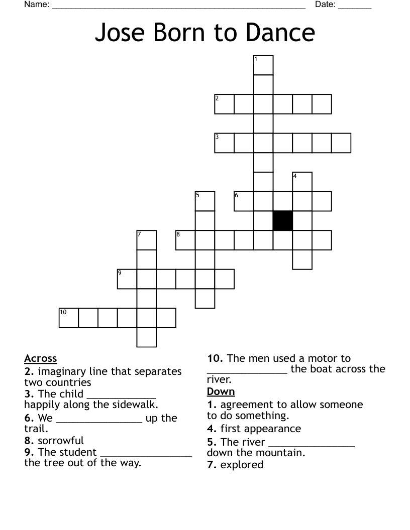 Jose Born to Dance Crossword
