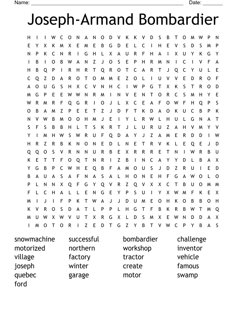 Joseph-Armand Bombardier Word Search