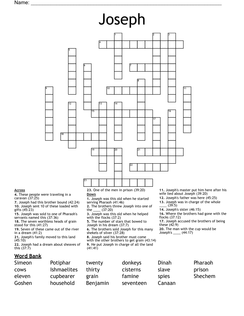 Joseph Crossword