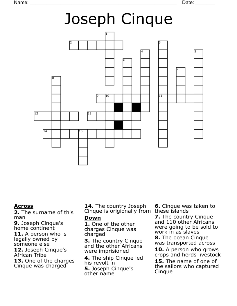 Joseph Cinque Crossword