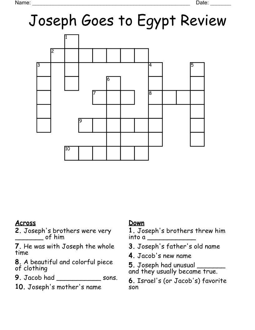 Joseph Goes to Egypt Review  Crossword