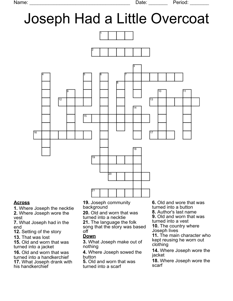 Joseph Had a Little Overcoat Crossword